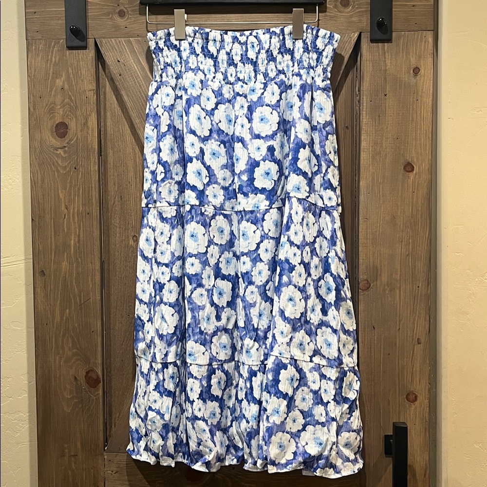 Rails Blue and White Floral Midi Skirt